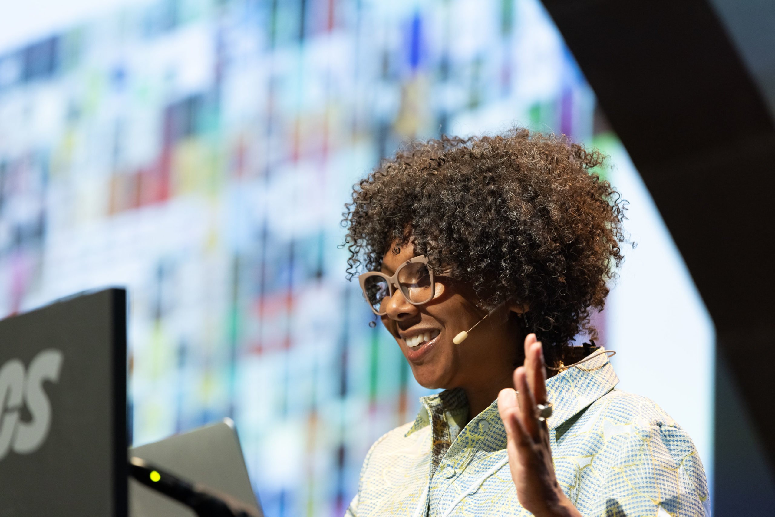 Donna Payne presents at Typographics 2022 at The Cooper Union Photo by Marget Long